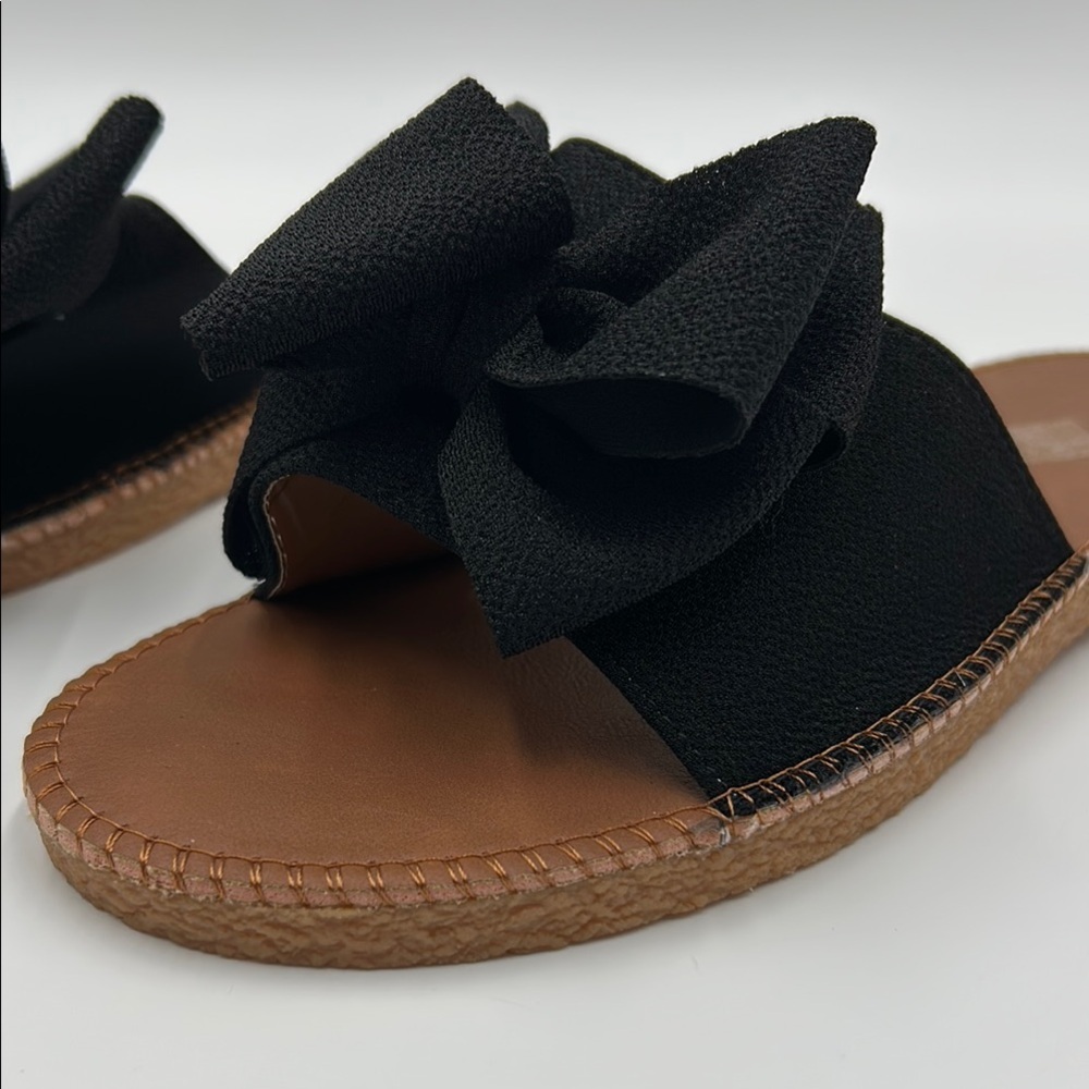 Women's Black Bow Slide Sandals 43 EU Comfy 11 New Chic Slip On
